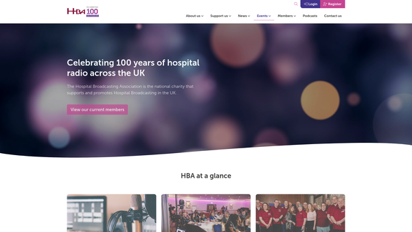 Screenshot of the National Association Of Hospital Broadcasting Organisations website