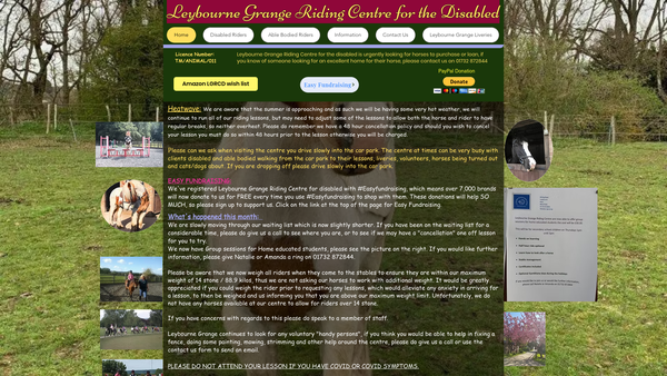 Screenshot of the Leybourne Grange Riding Centre For The Disabled website