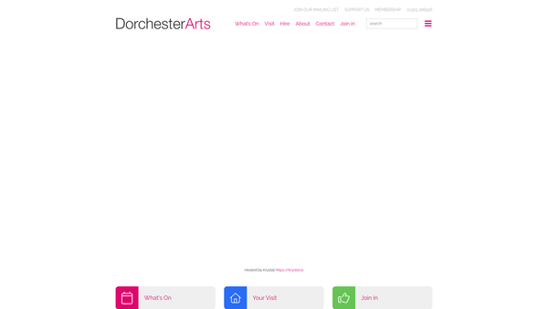 Screenshot of the Dorchester Arts website