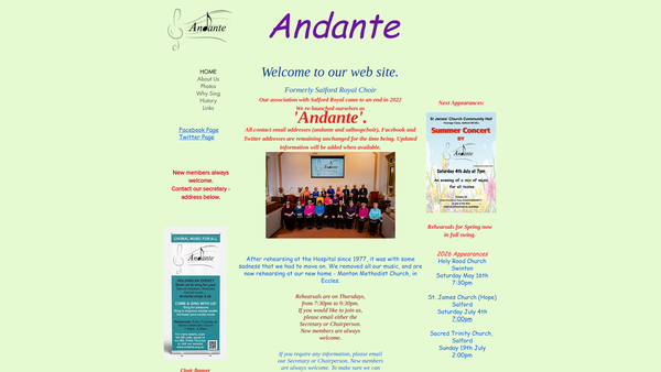 Screenshot of the Salford Hospital Choir website