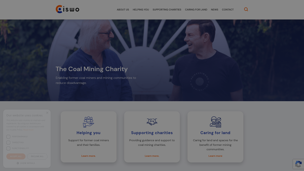 Screenshot of the The Coal Industry Social Welfare Organisation website
