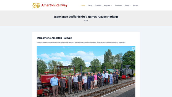 Screenshot of the Staffordshire Narrow Gauge Railway Ltd website