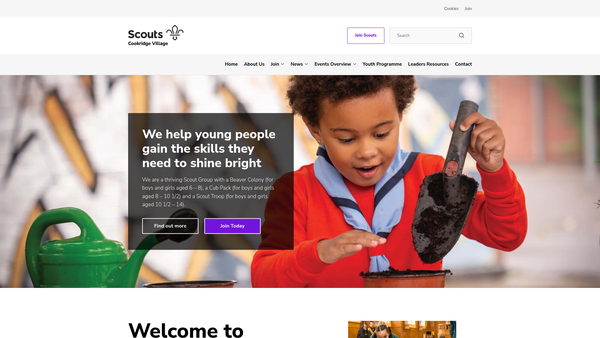 Screenshot of the Cookridge Village Scout Group website