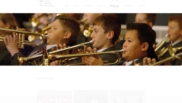 Screenshot of the The Andrew Lloyd Webber Foundation website