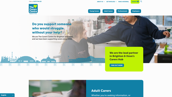 Screenshot of the The Carers Centre For Brighton And Hove Limited website