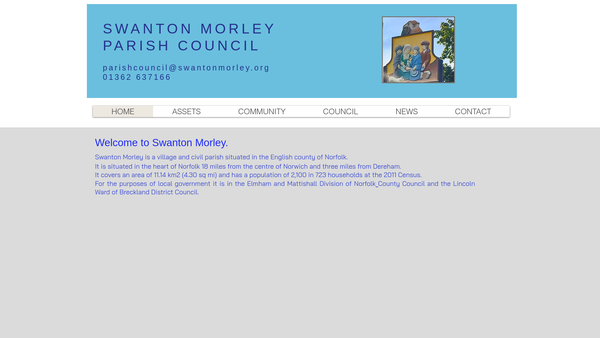 Screenshot of the Swanton Morley Village Hall Trust website