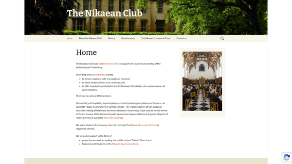 Screenshot of the The Nikaean Ecumenical Trust website