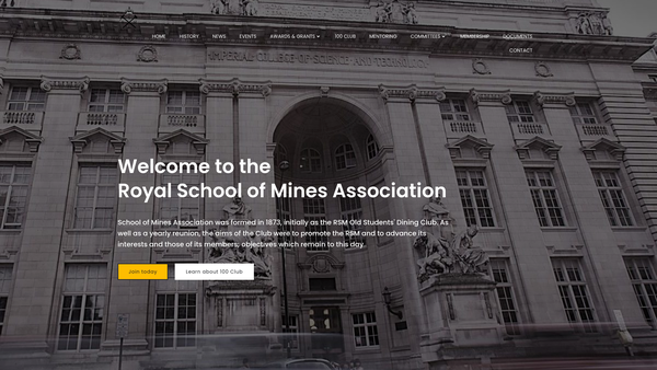 Screenshot of the Royal School Of Mines Association Trust website