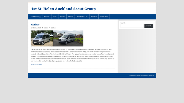 Screenshot of the 1st St Helens Auckland Scout Group website