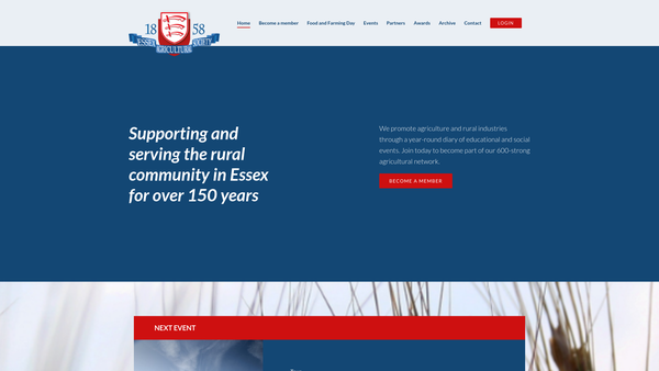 Screenshot of the Essex Agricultural Society website