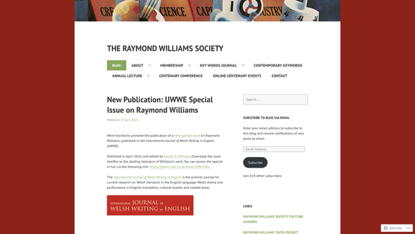 Screenshot of the Raymond Williams Memorial Trust Society website