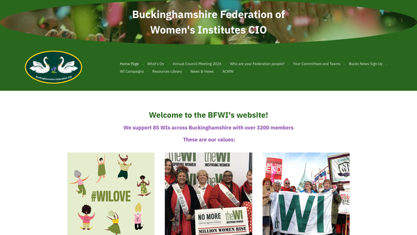 Screenshot of the Buckingham Womens Institute website