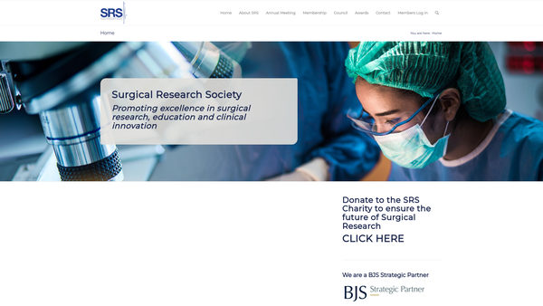Screenshot of the Surgical Research Society website