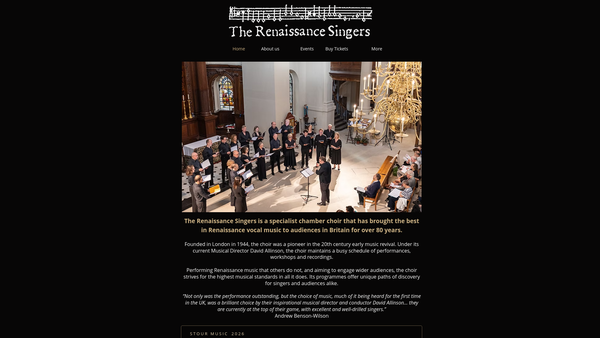 Screenshot of the The Renaissance Singers website