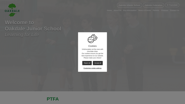 Screenshot of the The Oakdale Junior School Parent Teacher Association website