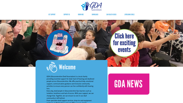 Screenshot of the Gloucestershire Deaf Association website
