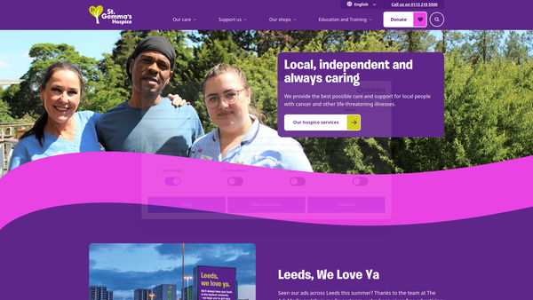 Screenshot of the St Gemma's Hospice website