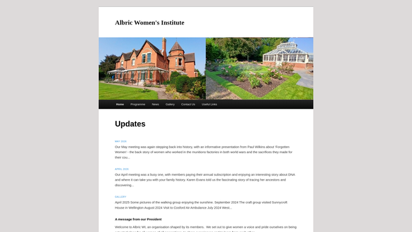 Screenshot of the Albric Women's Institute website