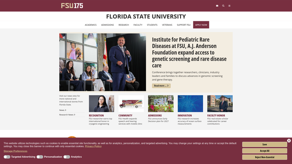 Screenshot of the The Florida State University International Programs Association UK website