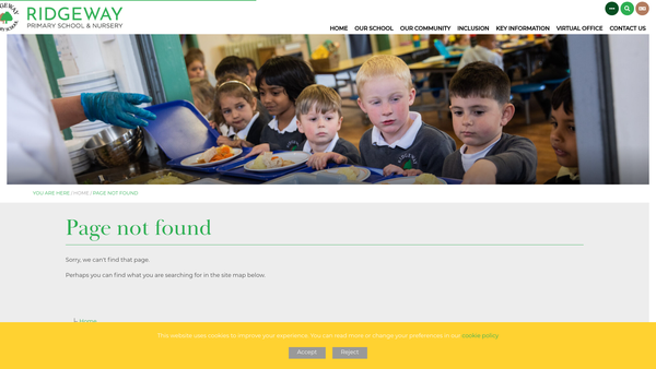Screenshot of the Ridgeway Primary School Parent Teacher Association website