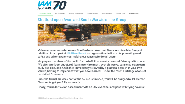 Screenshot of the Stratford -Upon -Avon Group Of Advanced Motorists website