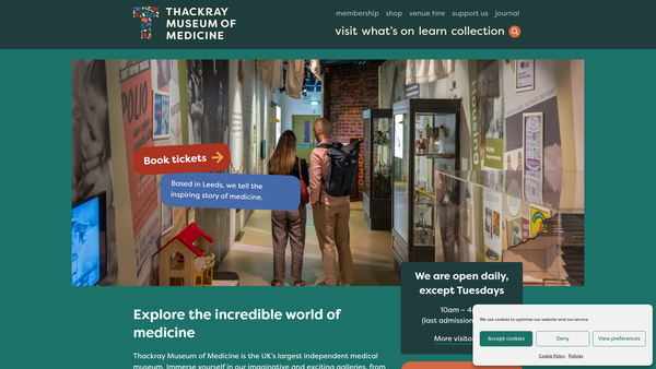 Screenshot of the Thackray Medical Museum Company Limited website