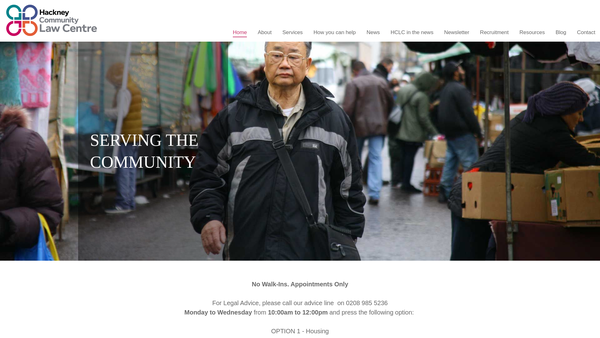Screenshot of the Hackney Community Law Centre website