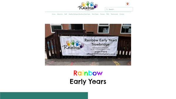 Screenshot of the Rainbow Early Years website