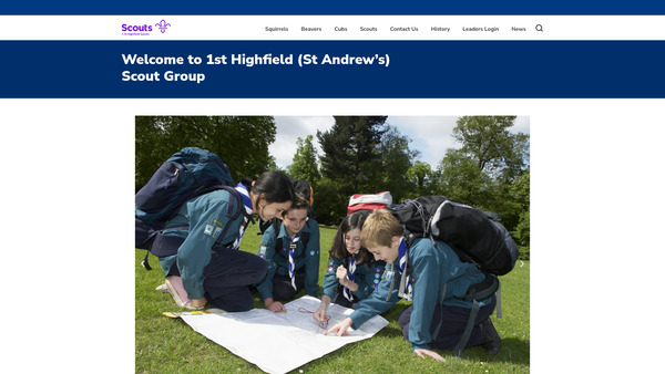 Screenshot of the 1st Highfield Scout Group website