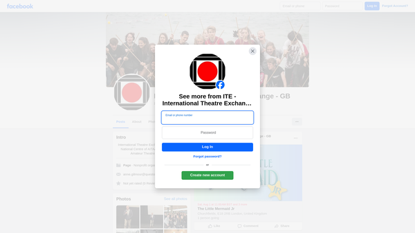Screenshot of the International Theatre Exchange website