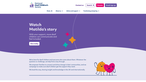 Screenshot of the The National Deaf Children's Society website