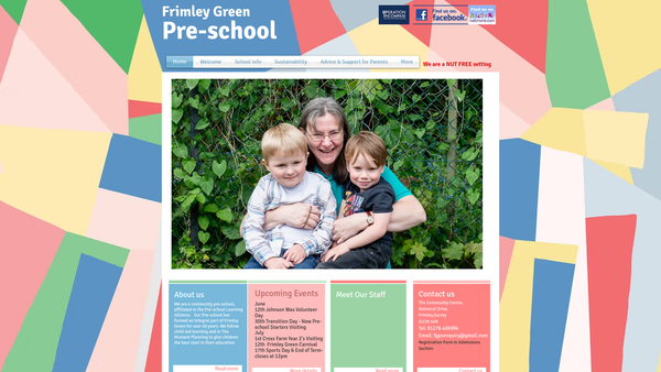 Screenshot of the Frimley Green Playgroup website