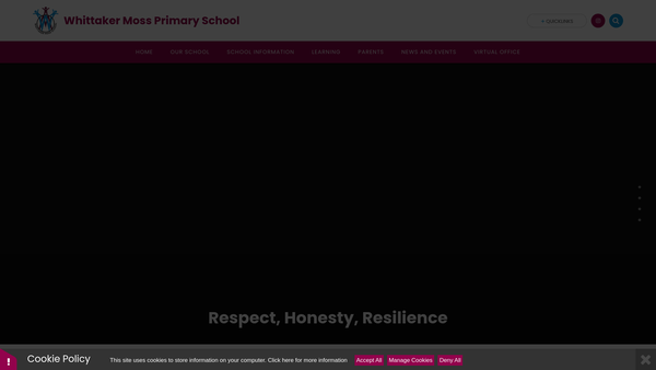 Screenshot of the Whittaker Moss Parent Teacher Association website
