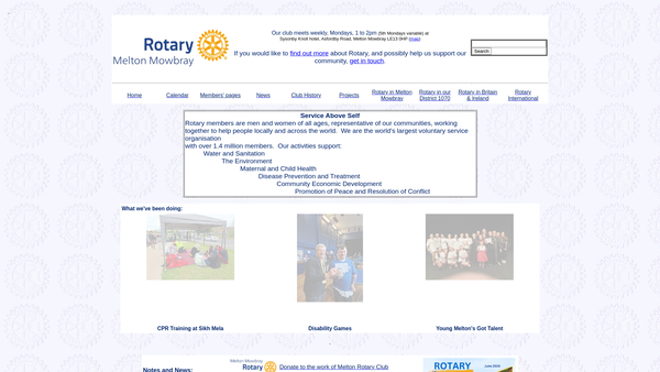Screenshot of the Rotary Club Of Melton Mowbray Trust Fund website