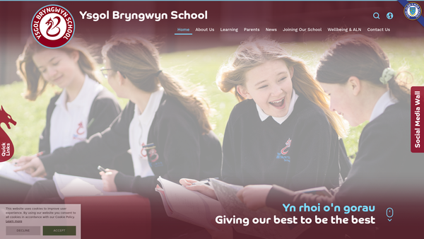 Screenshot of the Bryngwyn School Charity Fund website