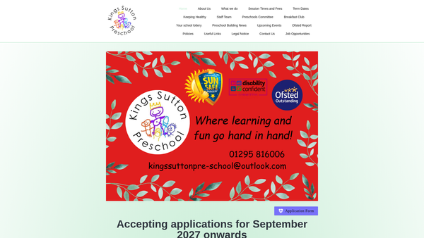 Screenshot of the Kings Sutton Playgroup website