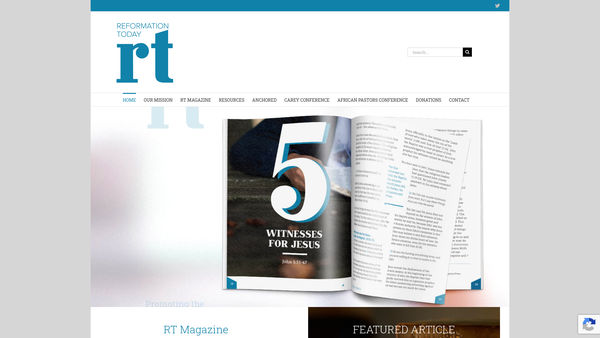 Screenshot of the Reformation Today website