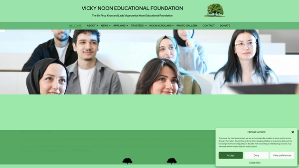 Screenshot of the Viquaran Nisa Noon And Firoz Khan Noon Educational Foundation website