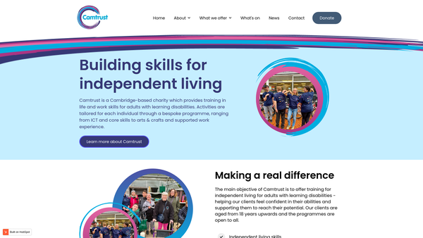 Screenshot of the Camtrust website