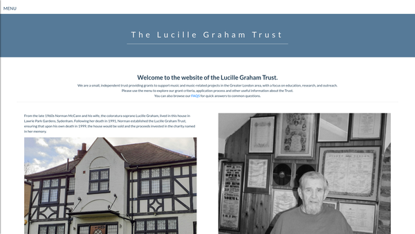 Screenshot of the Lucille Graham Trust Limited website