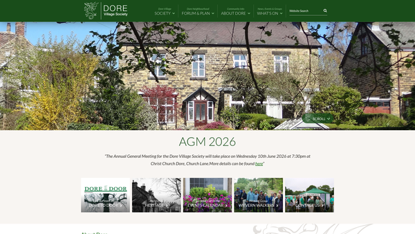 Screenshot of the Dore Village Society website