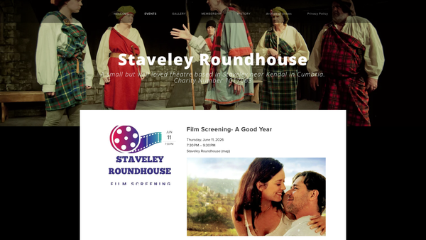 Screenshot of the Staveley Roundhouse website