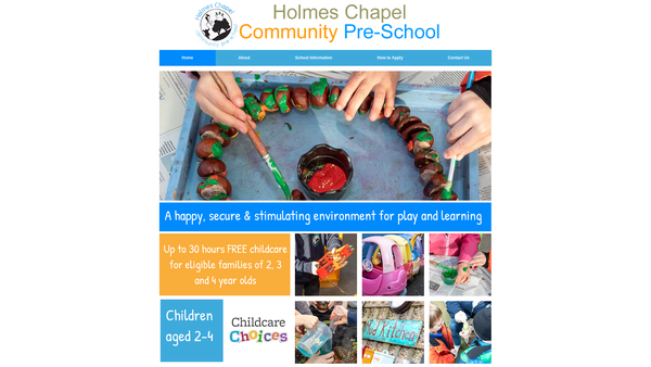 Screenshot of the Holmes Chapel Community Pre-School website