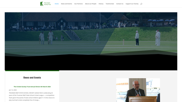 Screenshot of the The Cricket Society Trust website