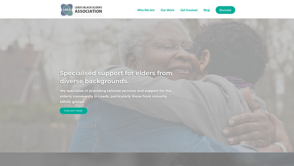 Screenshot of the Leeds Black Elders Association website