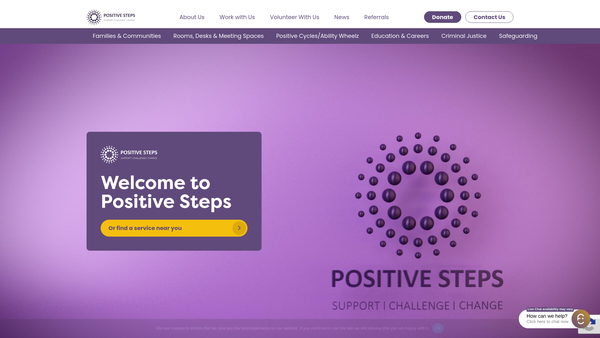 Screenshot of the Positive Steps Oldham website