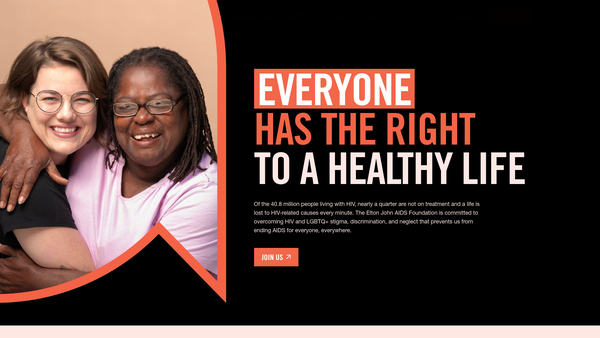 Screenshot of the The Elton John AIDS Foundation website