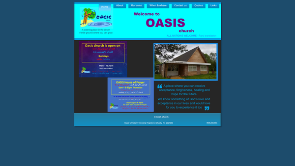 Screenshot of the Oasis Christian Fellowship website