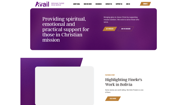 Screenshot of the Avail website