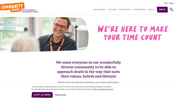 Screenshot of the Greenwich And Bexley Community Hospice Limited website
